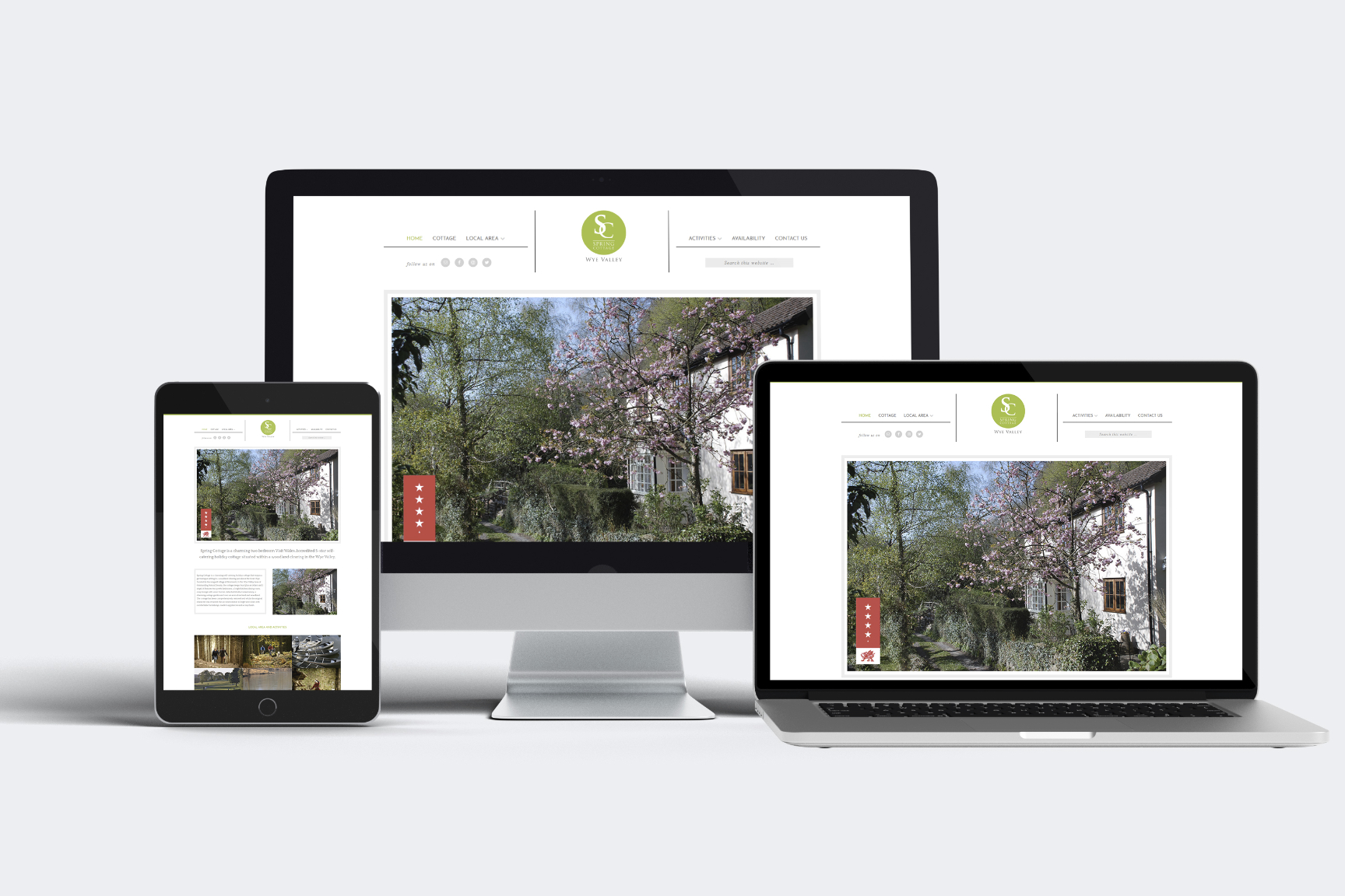 Spring Cottage booking website design on apple devices by Orangedrop