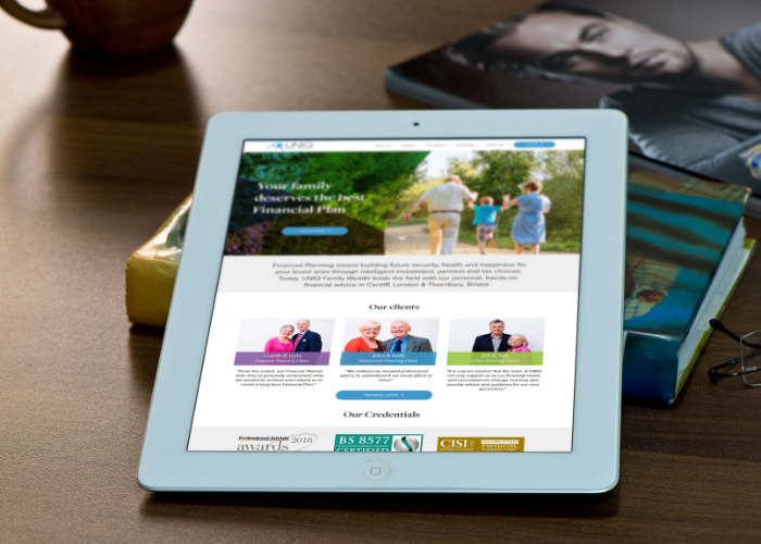 UNIQ web design on iPad by Orangedrop Newport